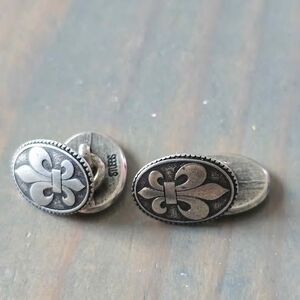 sterling silver fleur de lis mens cufflinks